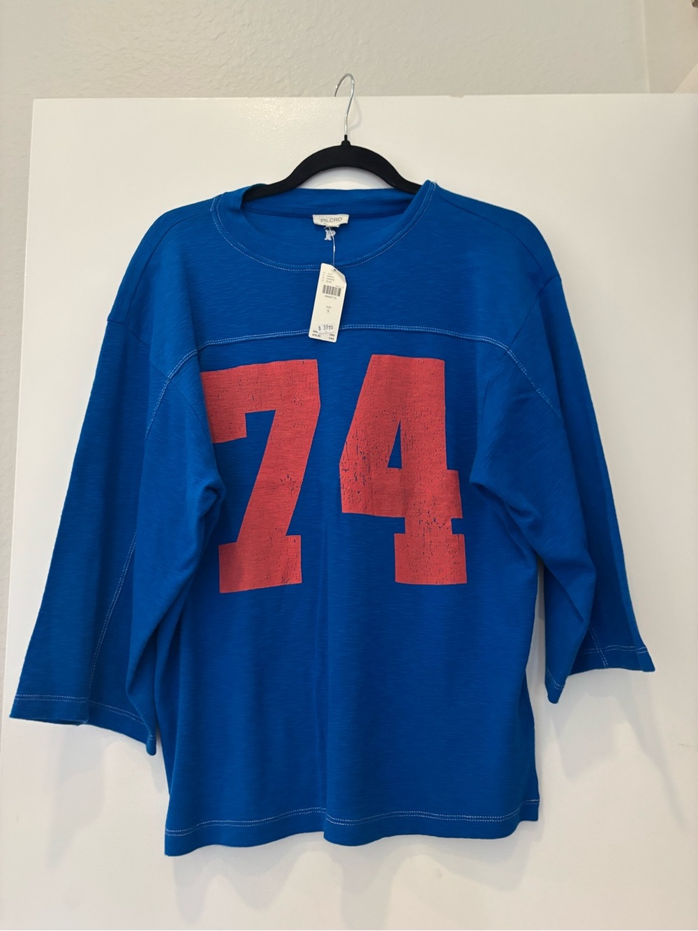 NWT Pilcro by Anthropologie oversized Football Jersey-Style short sleeve tee